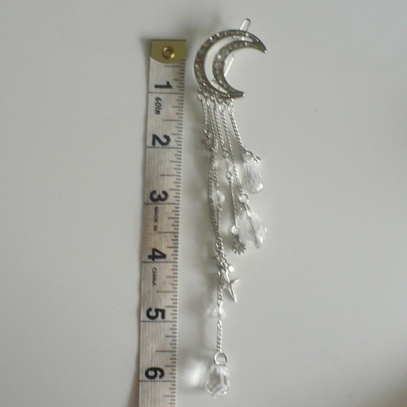 ❤️ Women's Hair Clip Moon Rhinestone Crystal Pendant Long Chain - Picture 4 of 7